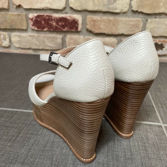 brooks brothers ivory leather wedge platform sandals nib 8.5 - Picture 9 of 11